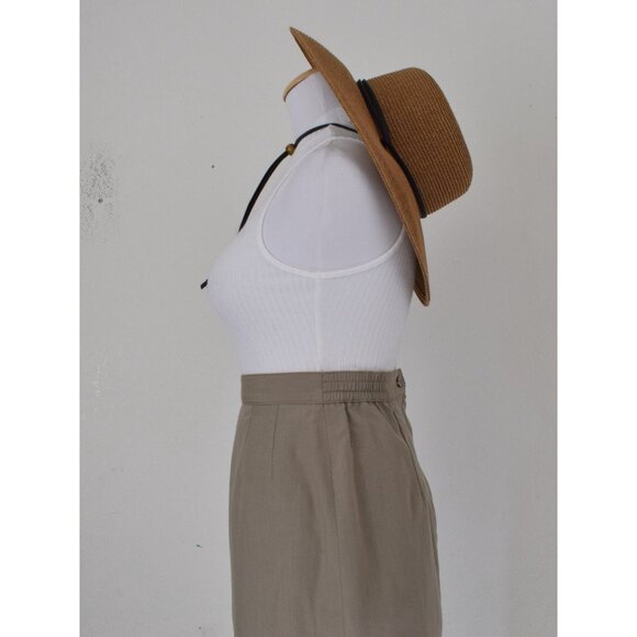 Vintage 90s Poly/Rayon Pale Olive Skirt size 8 | 26 waist - Picture 2 of 8